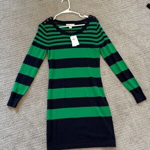 NWT Banana Republic Striped Green & Navy Knit Dress